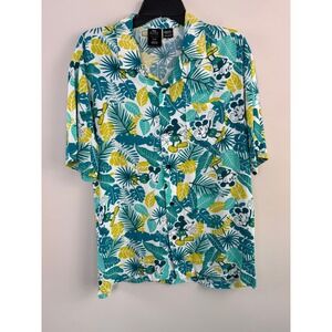 Disney Mickey Mouse Tropical Palm Leaf Shirt Men's Medium Button Up